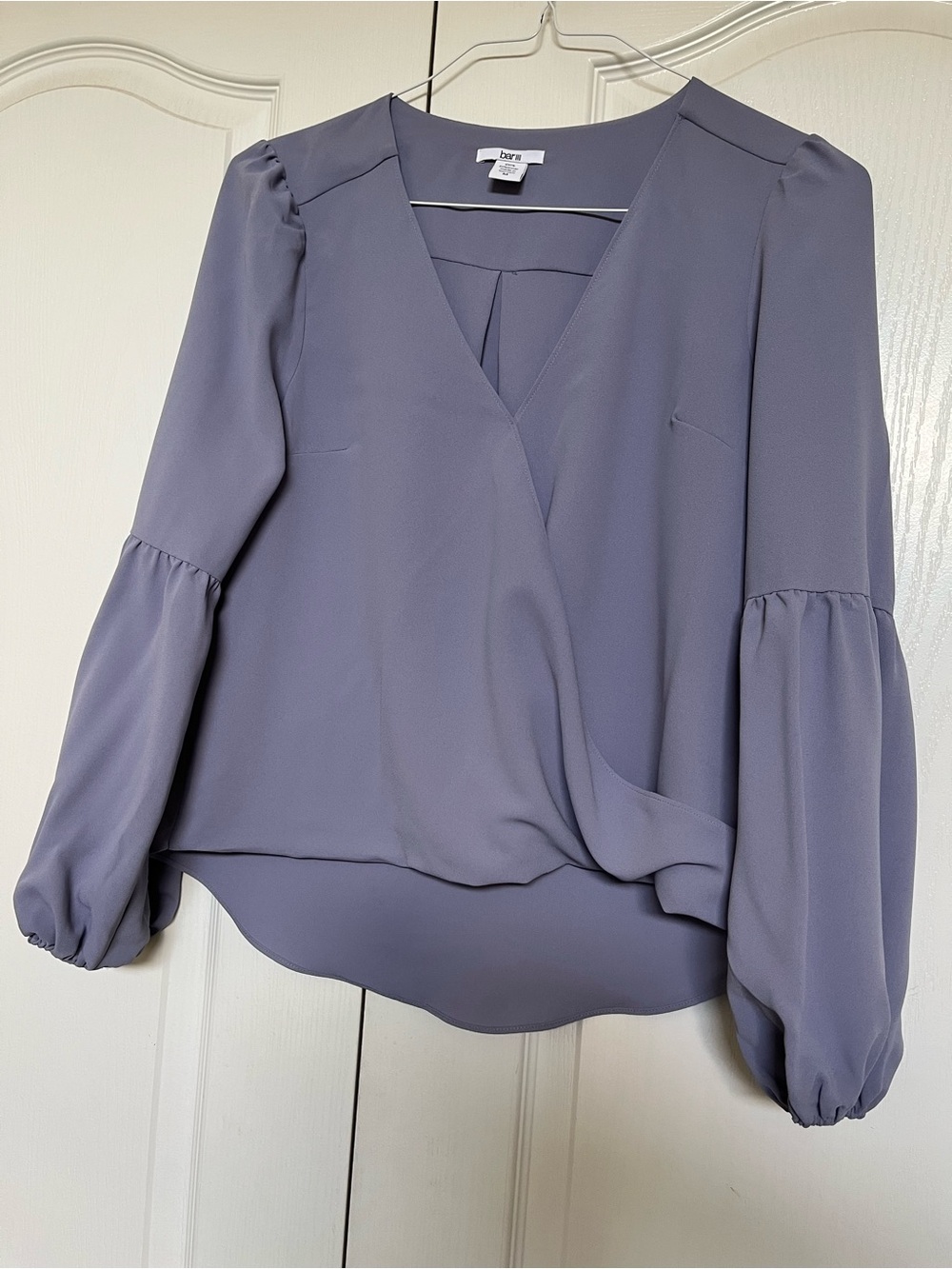 Bar III Lavender-Gray V-Neck Surplice Blouse